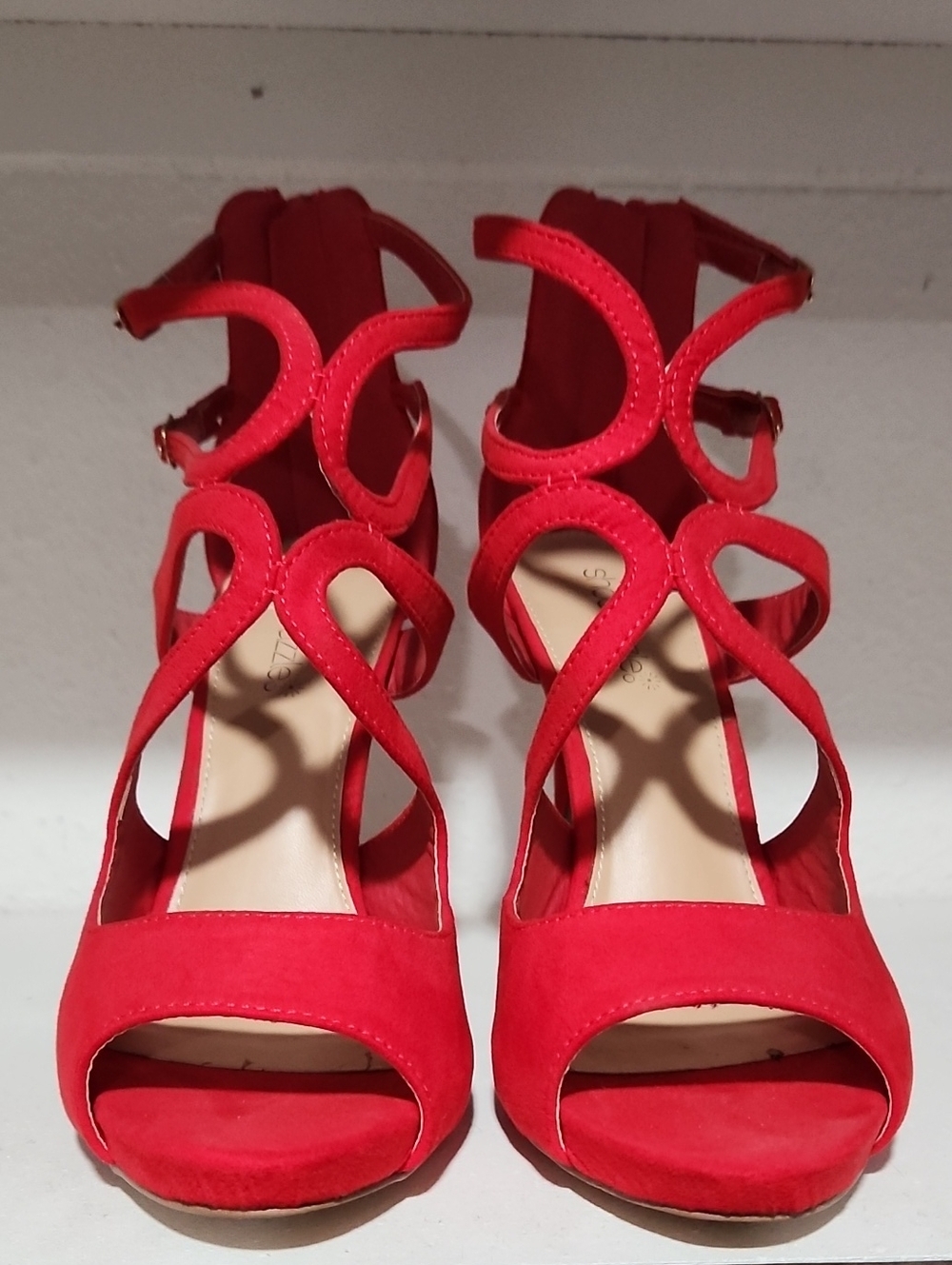 Shoe Dazzle Red Strappy Open-Toe Heeled Sandals